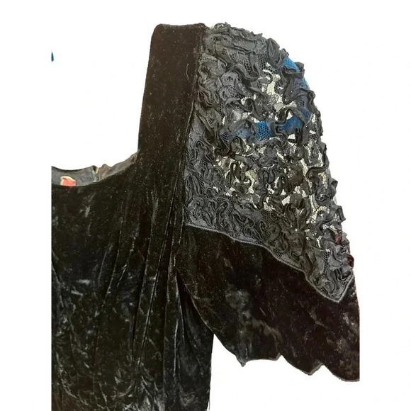 Union Made ILGWU vintage Black Peplum Square Neck Velvet Cocktail Dress Size 7 - Picture 5 of 10